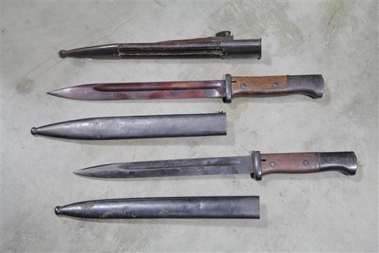 Appraisal: TWO BAYONETS Mauser bayonets with scabbard and one extra scabbard