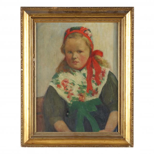 Appraisal: CONTINENTAL SCHOOL CIRCA PORTRAIT OF A YOUNG GIRL WITH KERCHIEF