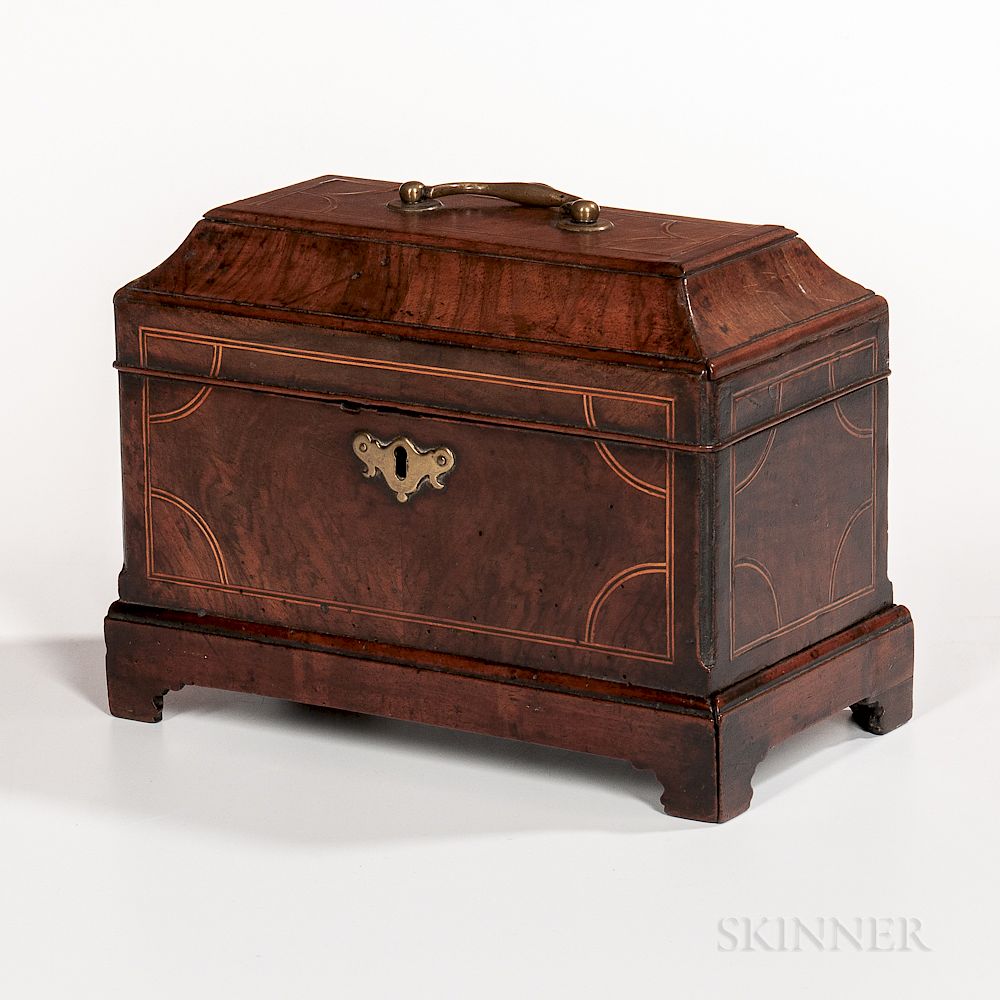 Appraisal: Inlaid Walnut Tea Caddy Inlaid Walnut Tea Caddy England late