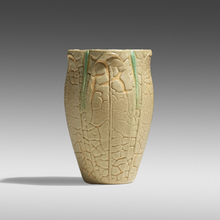 Appraisal: Ruth Erickson for Grueby Faience Company VASE WITH LEAVES USA