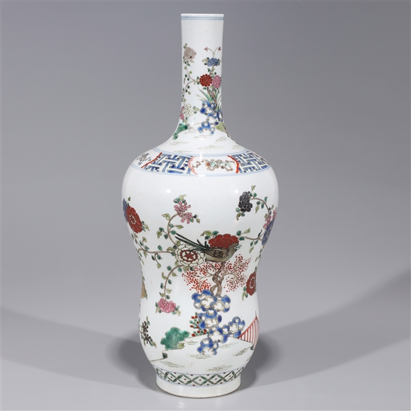 Appraisal: Chinese enameled porcelain vase with birds and flowers four-character mark