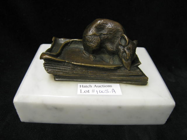 Appraisal: French Bronze Figure of a Rat nibbling on a book