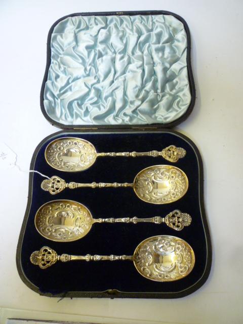 Appraisal: A SET OF FOUR LATE VICTORIAN PRESENTATION SPOONS makers William