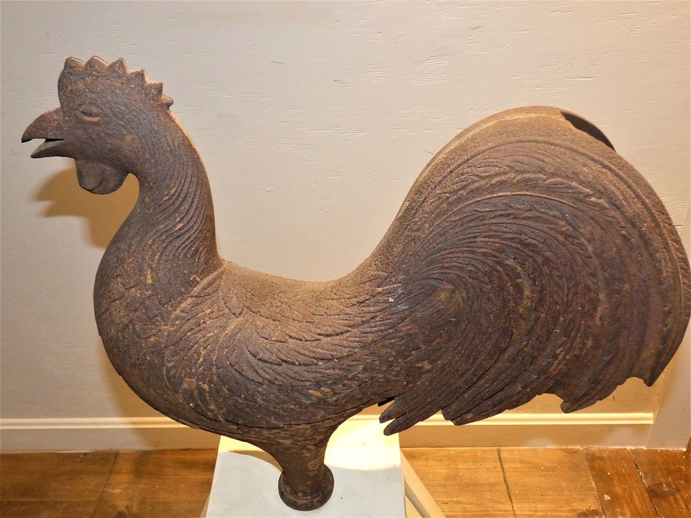 Appraisal: TH C ROOSTER WEATHERVANE Heavy th century solid iron folk