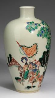 Appraisal: Chinese wucai vase Buddha on horseback h Chinese wucai porcelain