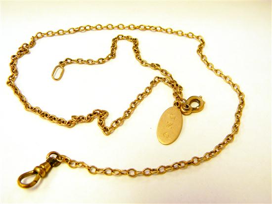 Appraisal: JEWELRY Watch chain K yellow gold cable link length measures