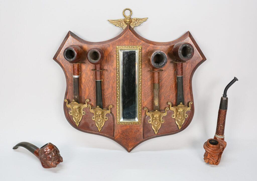 Appraisal: ESTATE PIPES AND PIPE DISPLAY HOLDER Estate pipes and pipe