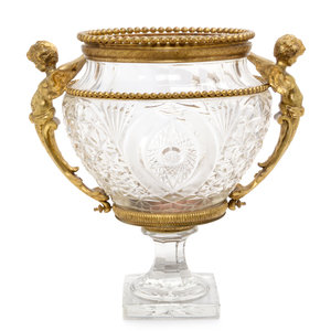 Appraisal: A French Gilt Bronze Mounted Cut Glass Vase Possibly Baccarat