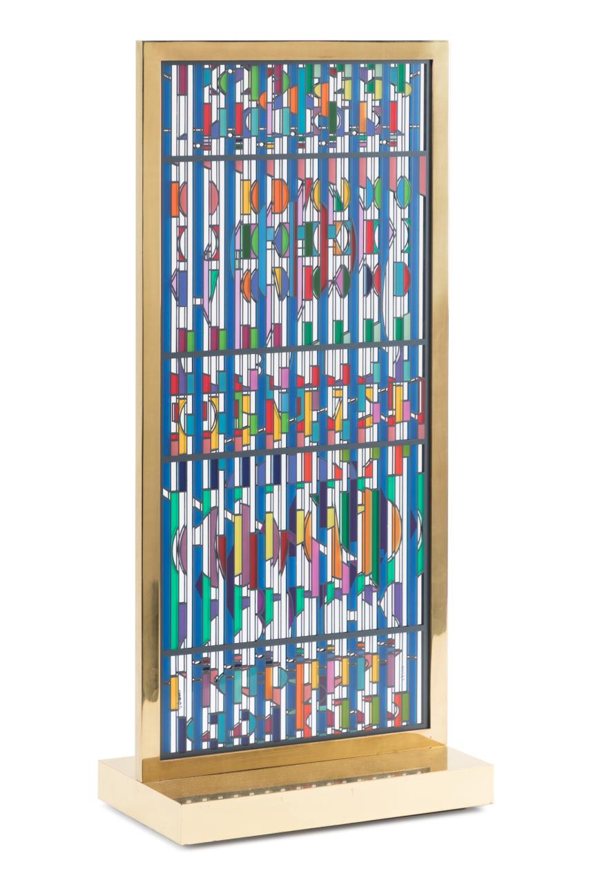 Appraisal: YAACOV AGAM SHALOM WINDOW LIGHTED SILKSCREEN Yaacov Agam Israeli b