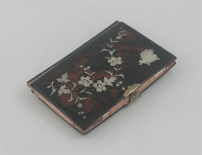 Appraisal: A late th century French inlaid tortoiseshell aide-memoire fitted with