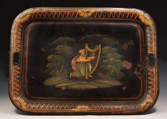 Appraisal: A TH CENTURY TOLEWARE TWO HANDLE TEA TRAY decorated King