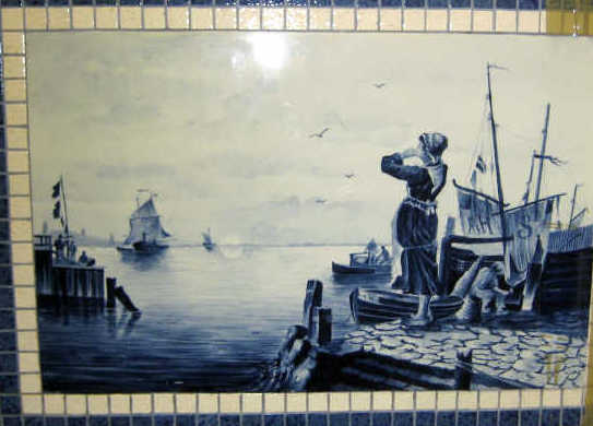 Appraisal: DUTCH DELFTWARE PLAQUE Rectangular depicting blue coastal scene with ships