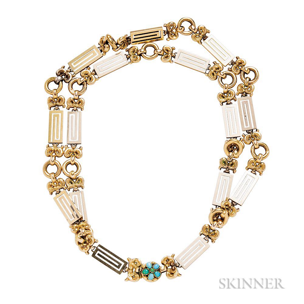 Appraisal: Gold Necklace Gold Necklace composed of antique elements with Greek