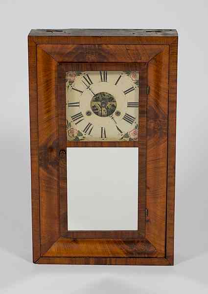 Appraisal: Burled Walnut Shelf Clock American early th century a burl