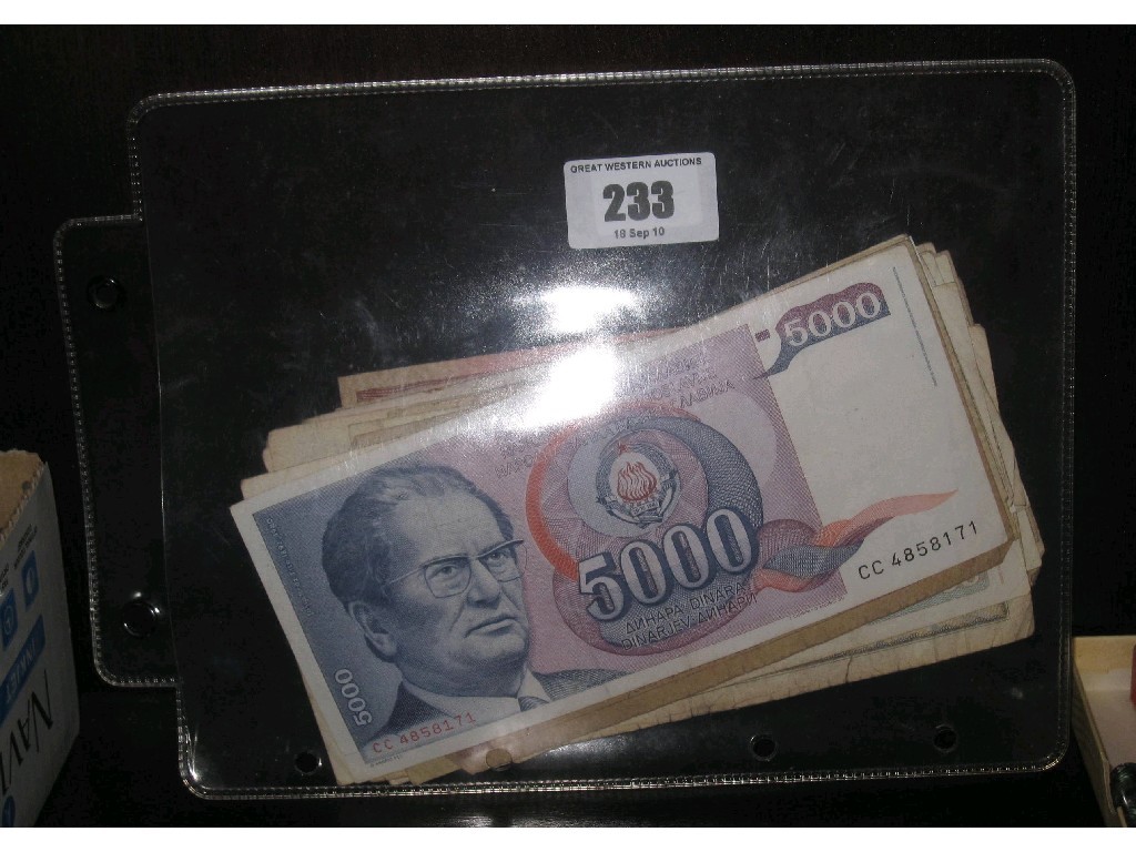 Appraisal: Collection of mainly foreign banknotes but including two commercial Bank