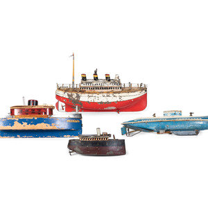 Appraisal: Four Toy Boats th Century comprising a painted wood Liberty