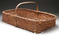 Appraisal: LARGE OBLONG CENTER HANDLED SPLINT BASKET SIZE h x -