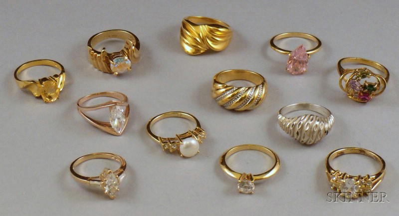 Appraisal: Twelve Mostly Silver and Costume Rings