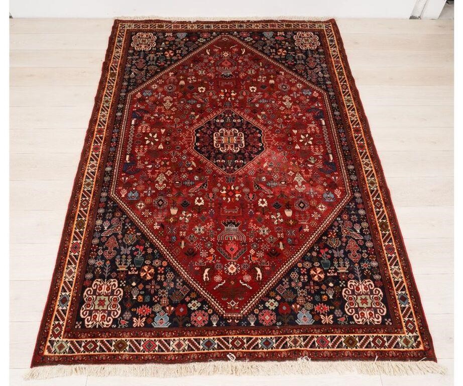 Appraisal: Persian center hall carpet th c with red field blue