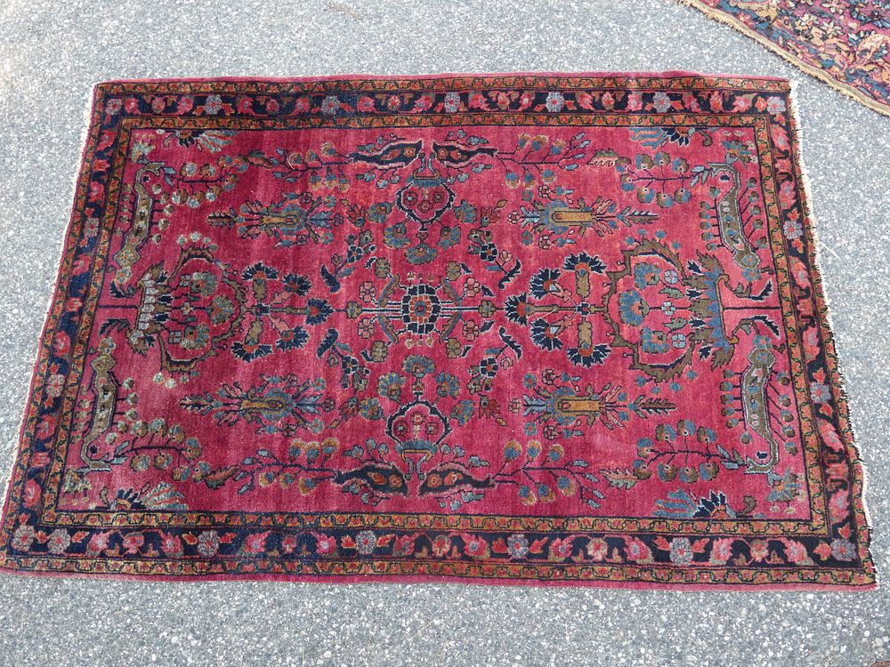 Appraisal: OLD SAROUK SCATTER RUG Old painted Sarouk scatter rug ft