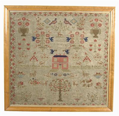 Appraisal: A large Victorian woolwork sampler by Hannah Brelsford worked with