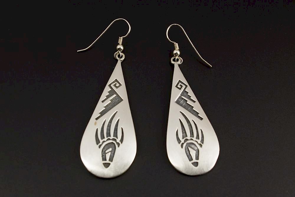 Appraisal: Sterling Silver Overlay Earrings Navajo Sterling Silver Overlay Earrings by