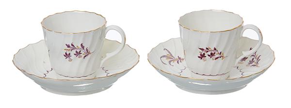 Appraisal: A PAIR OF WORCESTER DR WALL BLUE AND WHITE TEA