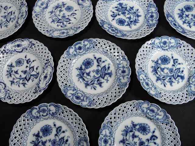 Appraisal: Lot of nine Meissen and other reticulated porcelain plates in