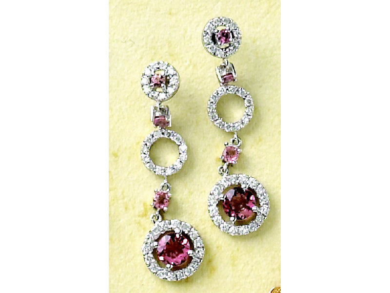 Appraisal: PINK TOURMALINE EARRINGS k white gold drop earrings set with