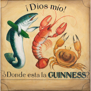 Appraisal: A Spanish Guinness Painted Seafood Restaurant Advertising Sign th Century