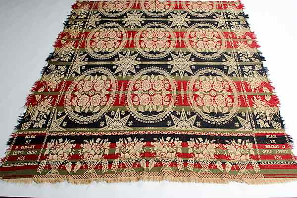 Appraisal: D Cosley Xenia Ohio Jacquard Coverlet Ohio a red and