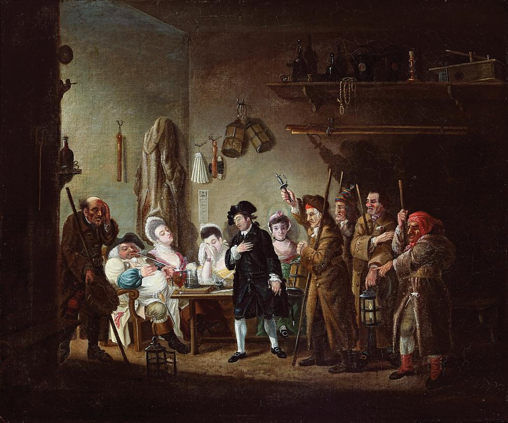 Appraisal: British School late th c London Tavern Scene oil on