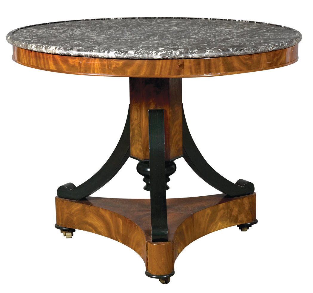 Appraisal: Charles X Part Ebonized Mahogany Center Table Mid th century