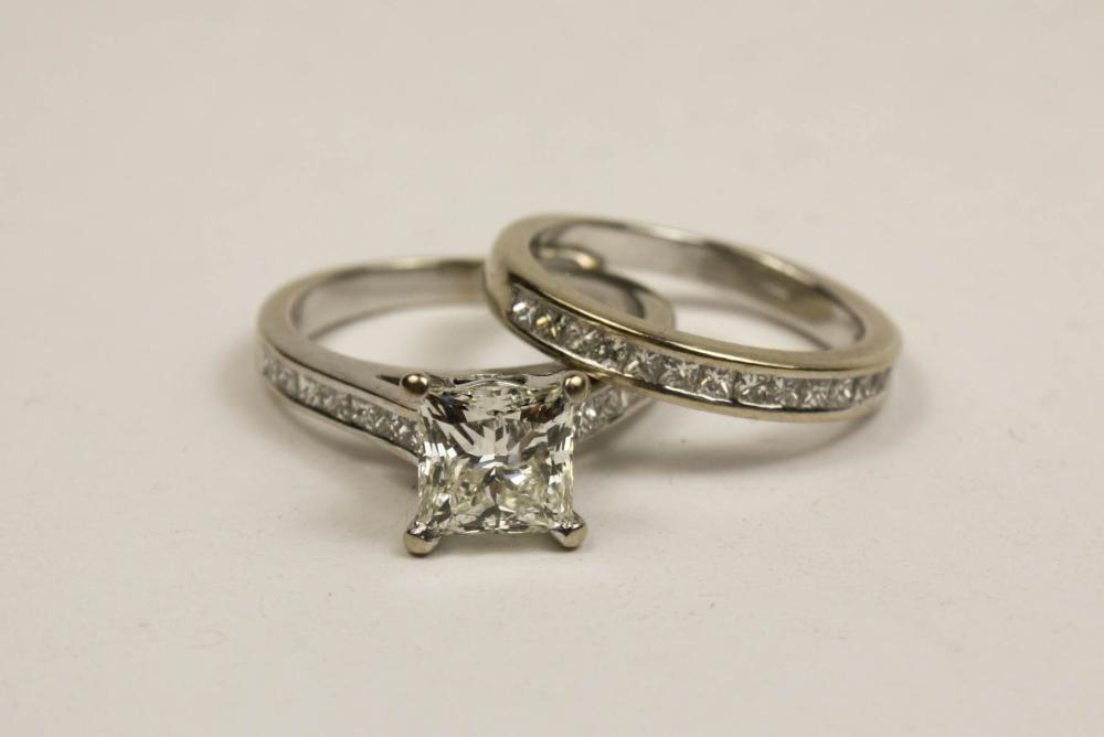 Appraisal: DIAMOND AND EIGHTEEN KARAT GOLD WEDDING SET including an k