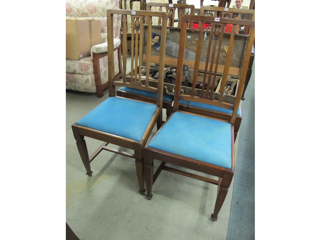 Appraisal: Drop leaf table with four mahogany rail back chairs