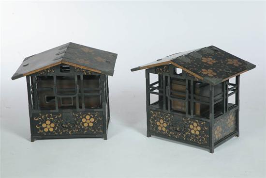 Appraisal: PAIR OF CARRIERS Japan th century Black lacquered wood with