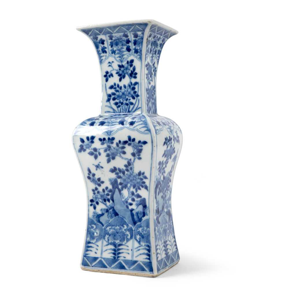 Appraisal: BLUE AND WHITE RECTANGULAR VASE QING DYNASTY KANGXI MARK BUT