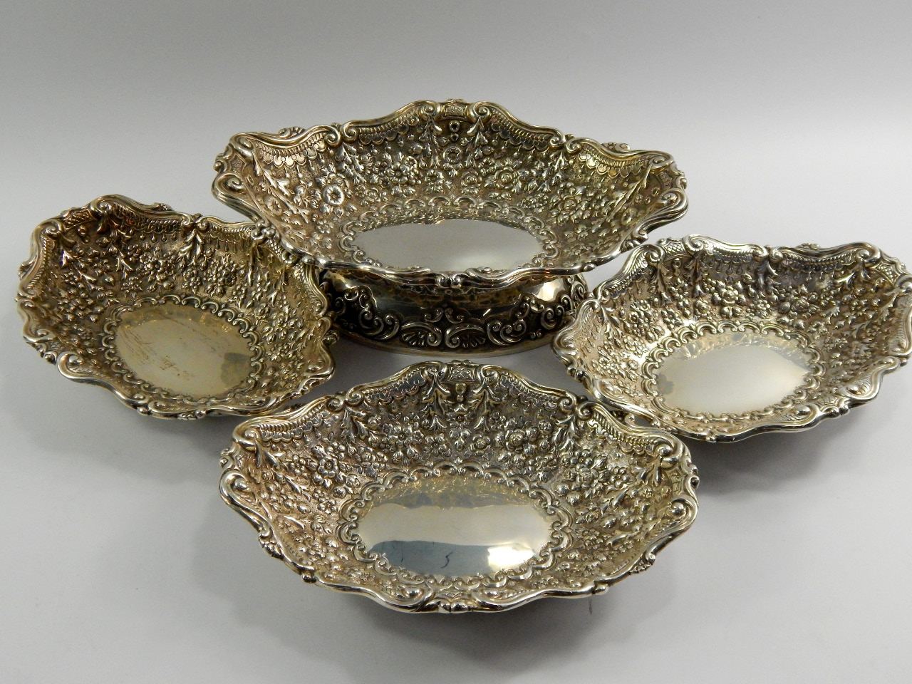 Appraisal: A Victorian silver pedestal dish and three matching dishes of