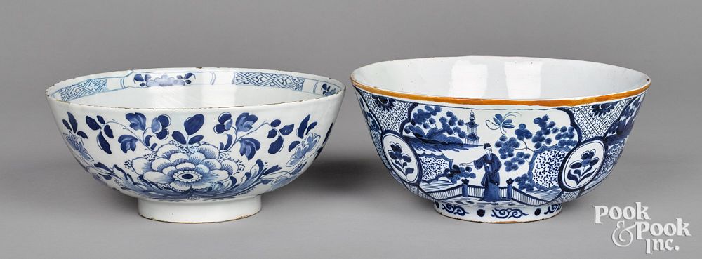 Appraisal: Two Delft blue and white bowls mid th c Two