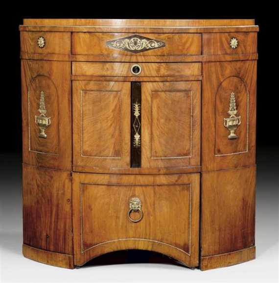 Appraisal: CORNER CABINET Biedermeier probably Russia circa Shaped and ebonised walnut