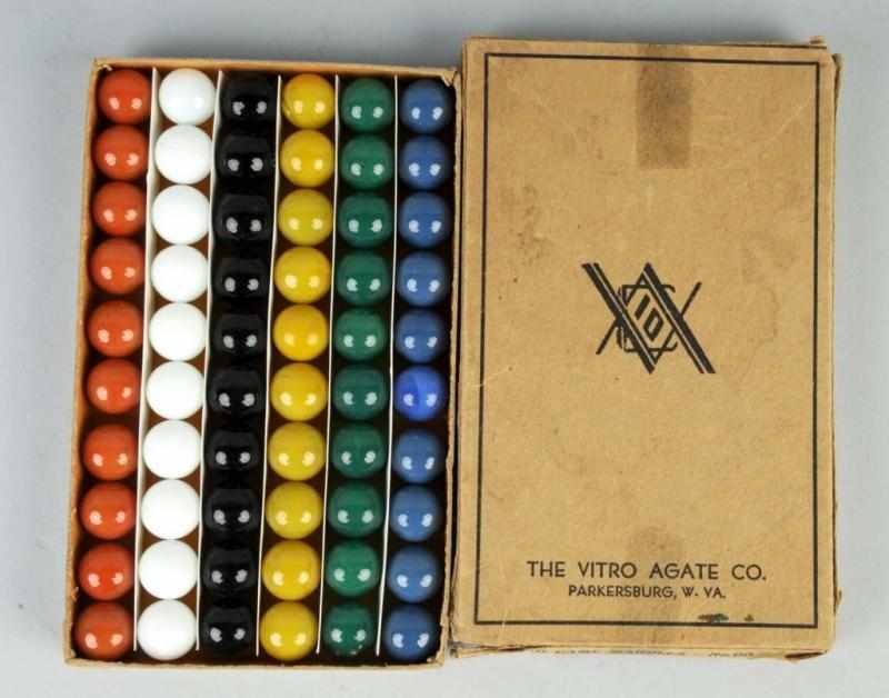 Appraisal: Box of No Akro Agate Marbles Description Complete box Condition