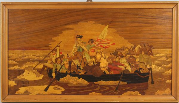 Appraisal: th Century Marquetry inlaid panel of Washington crossing the Delaware