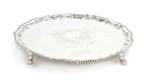 Appraisal: An English Silver Salver Richard Rugg London of circular form