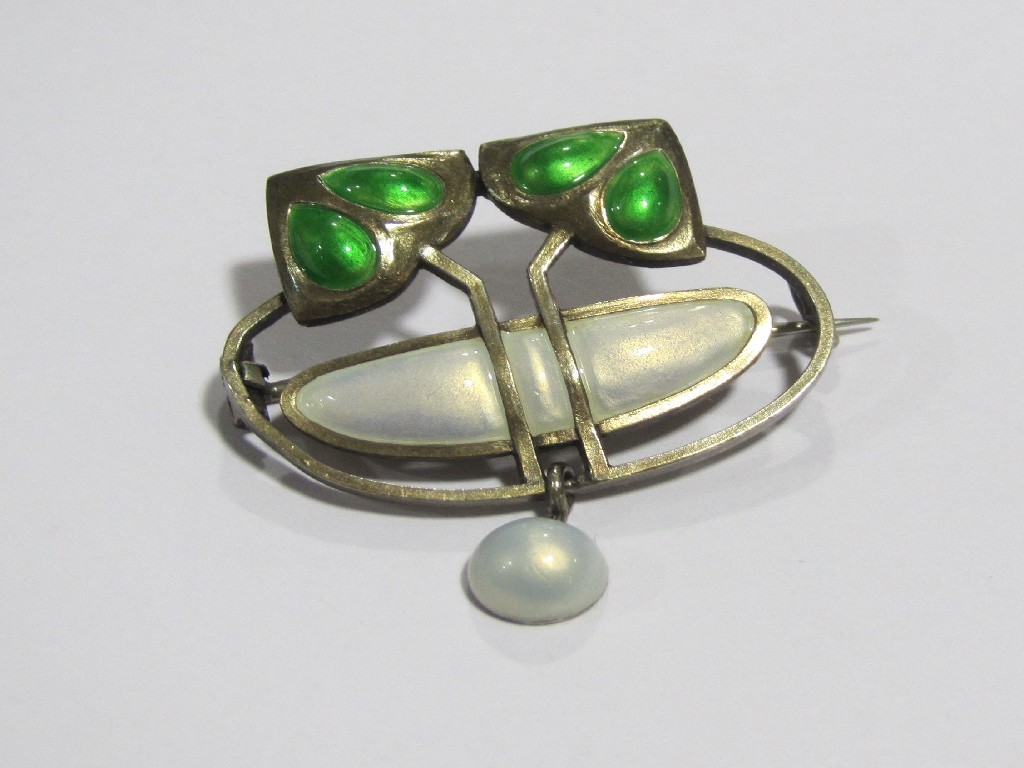 Appraisal: Lot comprising Art Nouveau style silver and enamel brooch ct