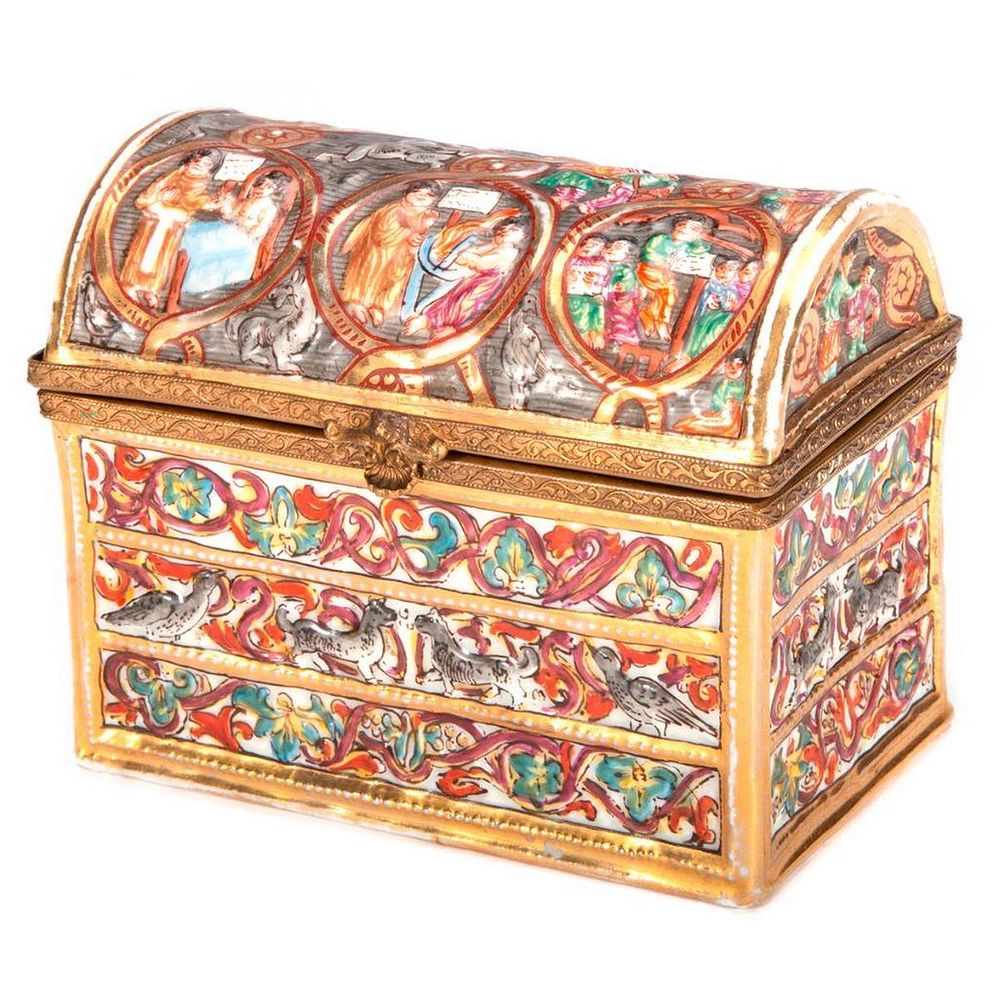 Appraisal: Sevre Renaissance Style Box Sevre Renaissance Style Coffer Box H-