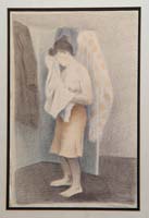 Appraisal: RAPHAEL SOYER American - BEHIND THE SCREEN Unframed colored lithograph