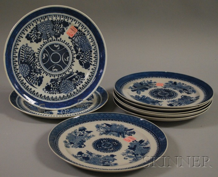 Appraisal: Set of Eight Chinese Export Porcelain Blue and White Decorated