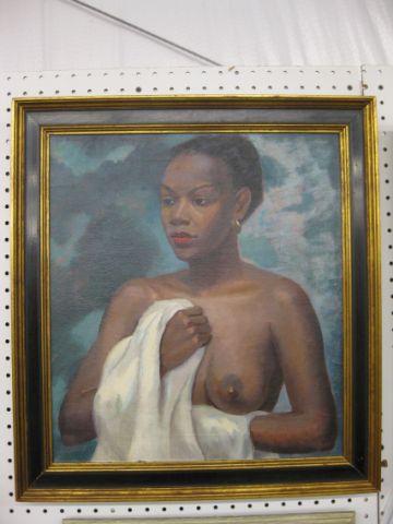 Appraisal: Frank Stanley Herring Oil on Canvas of a semi-nude black