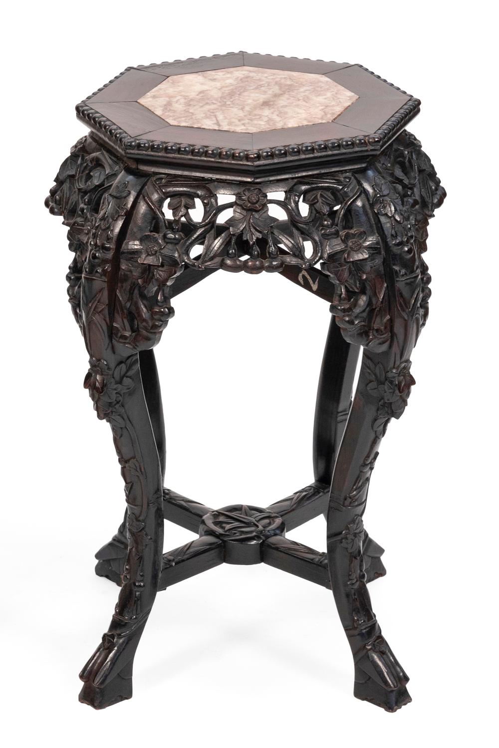 Appraisal: CHINESE ROUGE MARBLE-TOP STAND LATE TH CENTURY HEIGHT TOP X