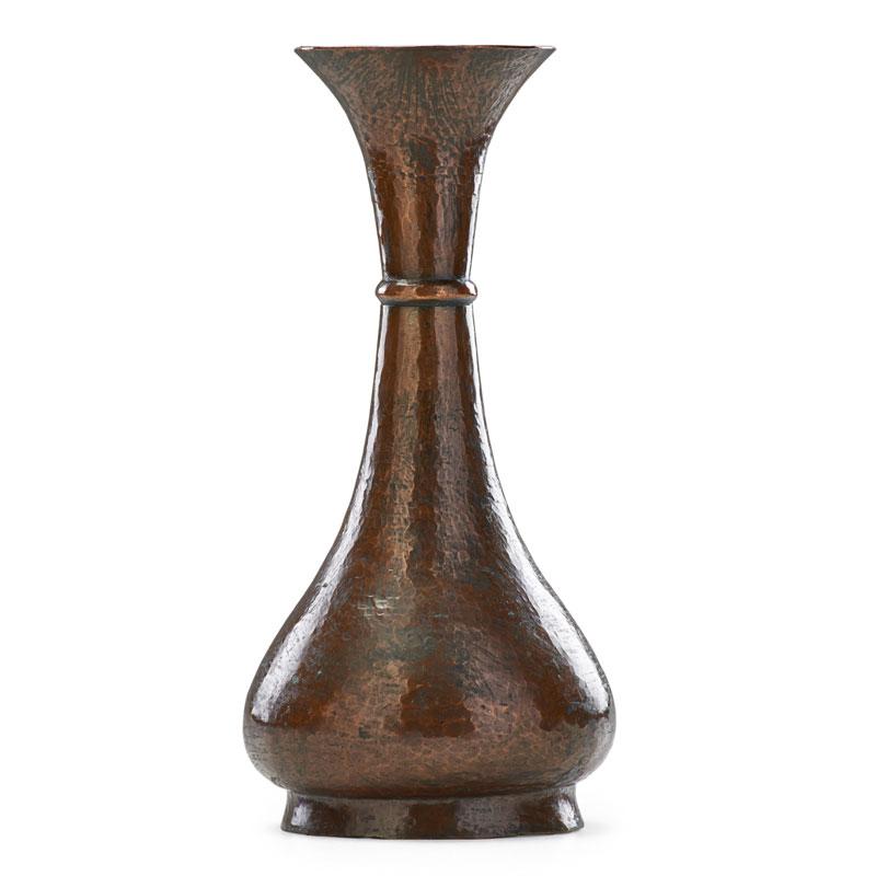 Appraisal: STICKLEY BROTHERS Hammered copper vase Condition Report Good original patina